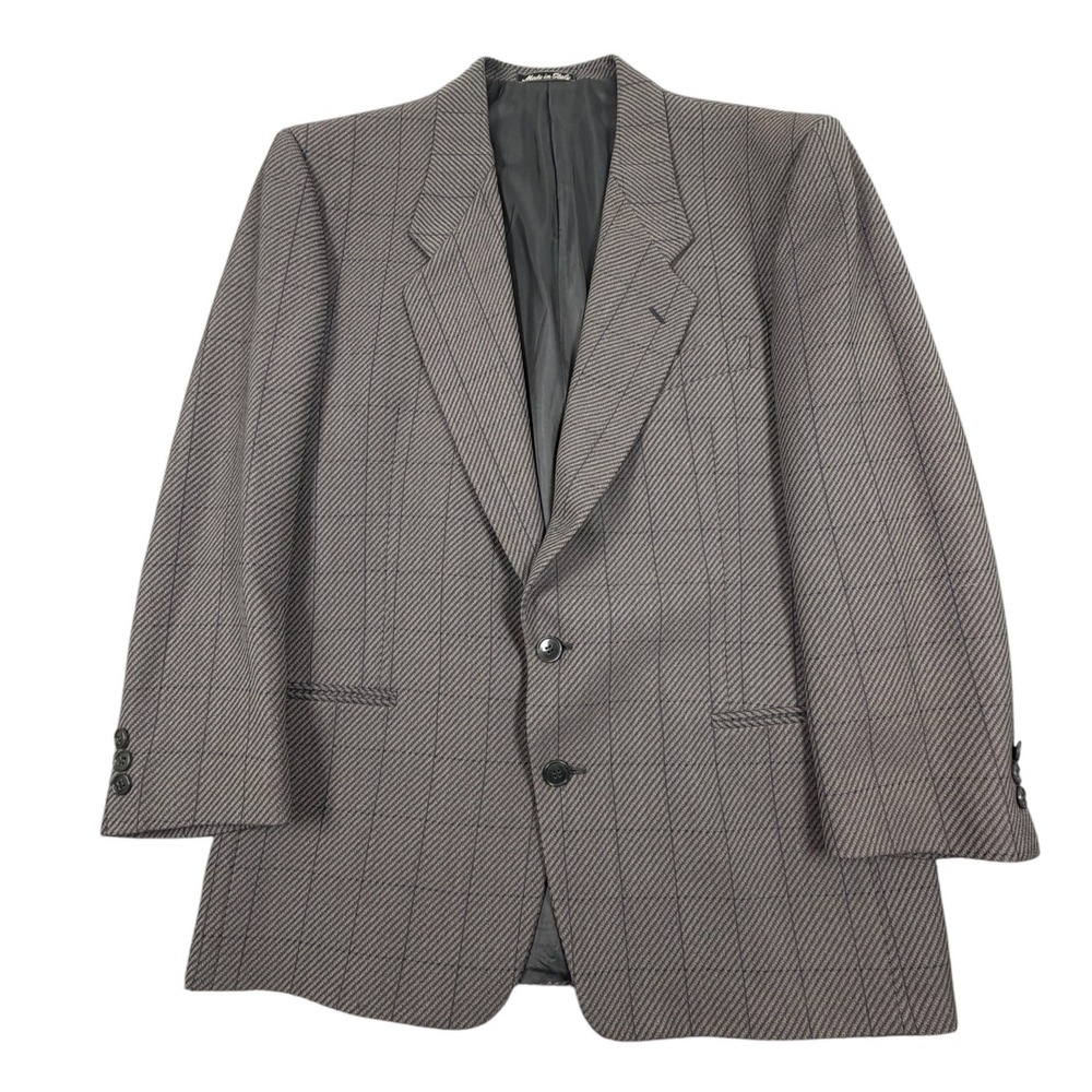 Giorgio Armani Le Collezioni Men Blazer Sport Coat Plaid Two Button Gray 40R